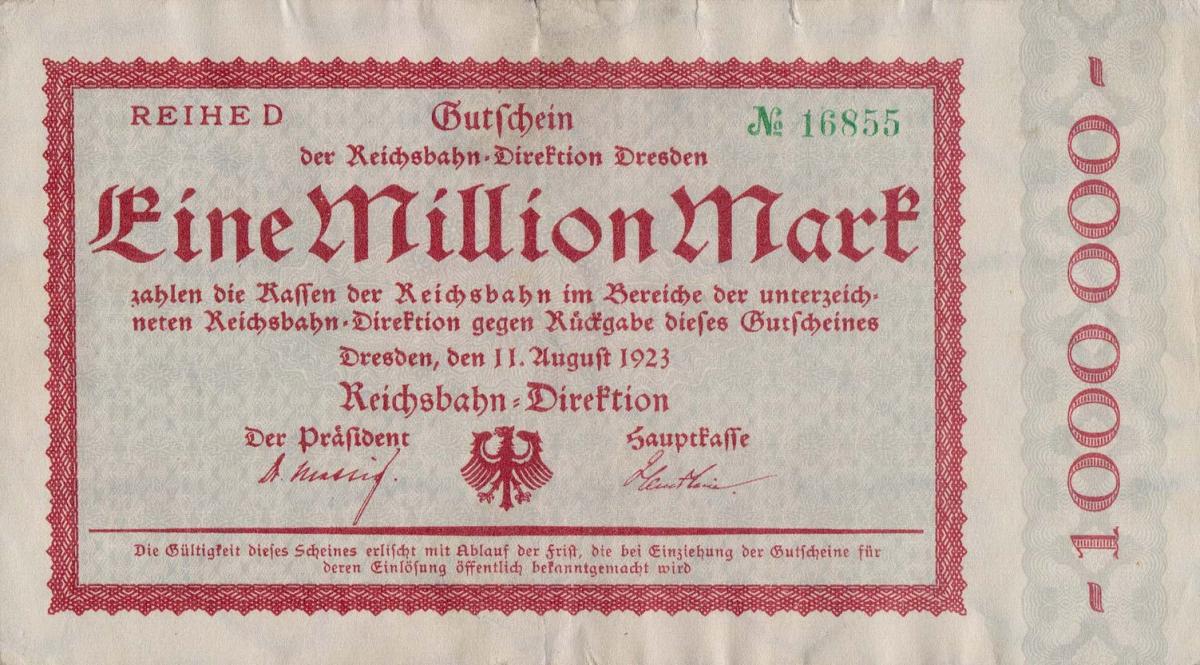 Front of Germany pS1172: 1000000 Mark from 1923