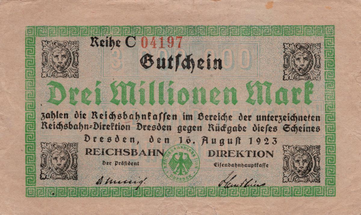 Front of Germany pS1174: 3000000 Mark from 1923