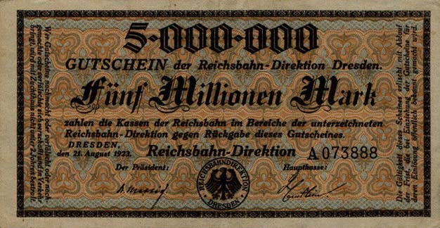 Front of Germany pS1176: 5000000 Mark from 1923