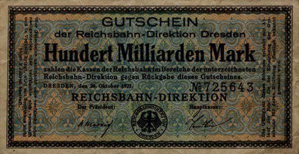 Front of Germany pS1179: 100000000000 Mark from 1923