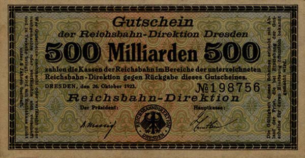 Front of Germany pS1180: 500000000000 Mark from 1923