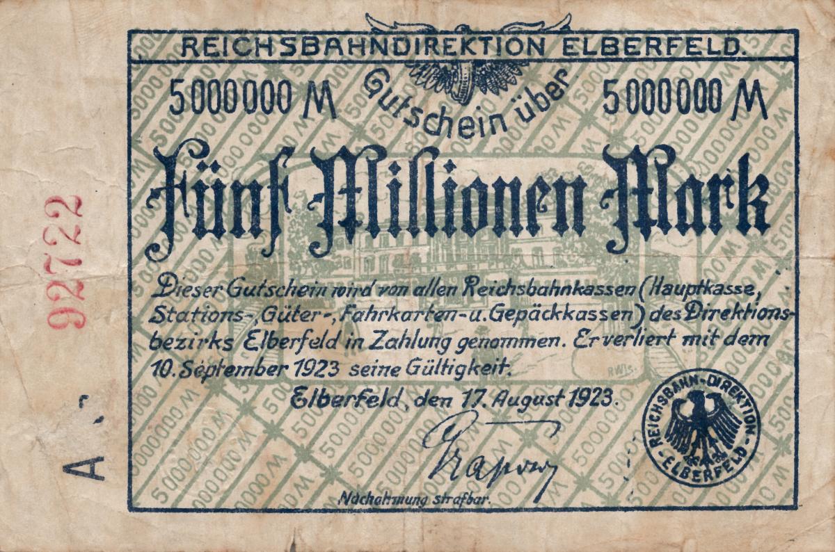 Front of Germany pS1190: 5000000 Mark from 1923