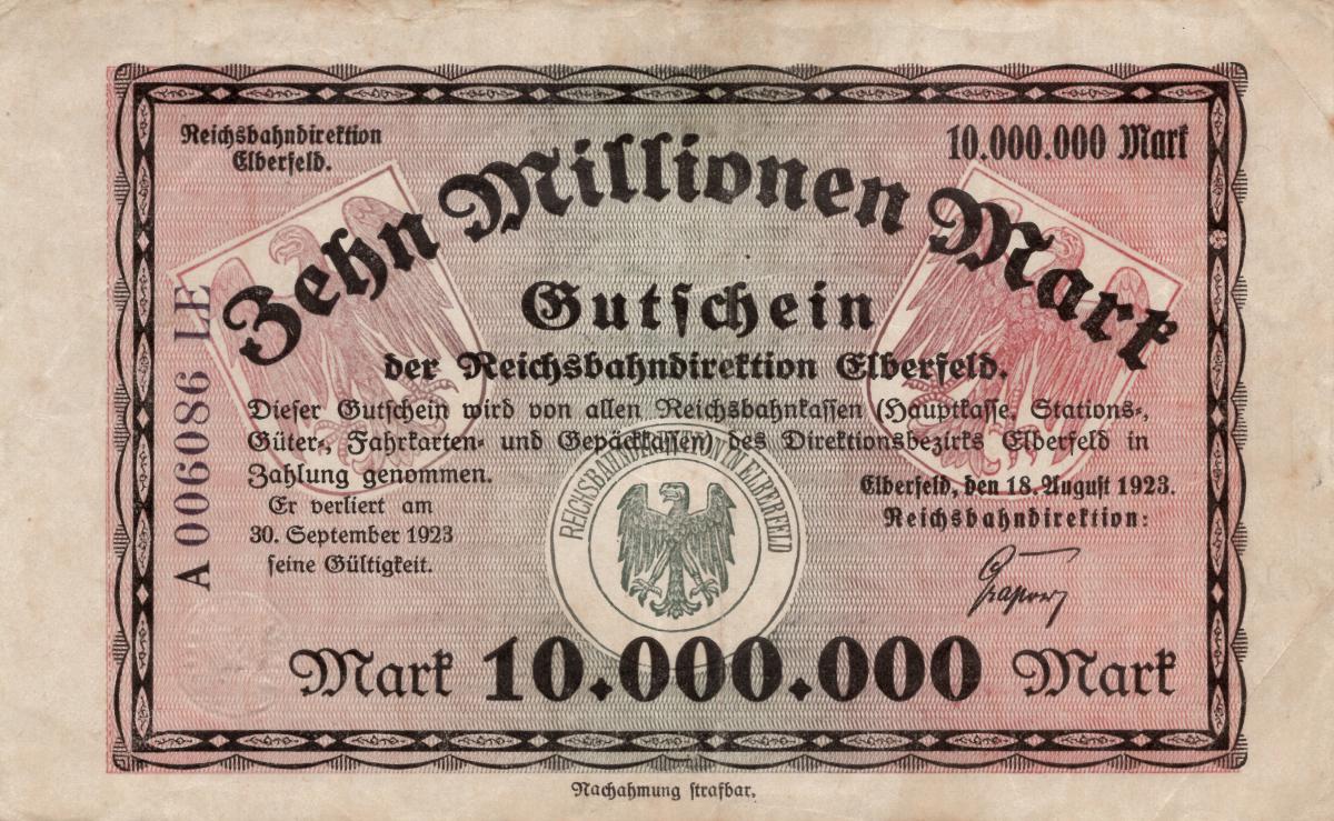 Front of Germany pS1191: 10000000 Mark from 1923