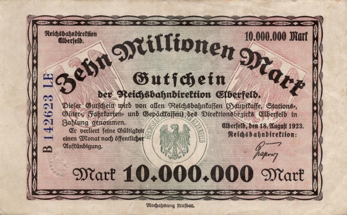 Front of Germany pS1192: 10000000 Mark from 1923