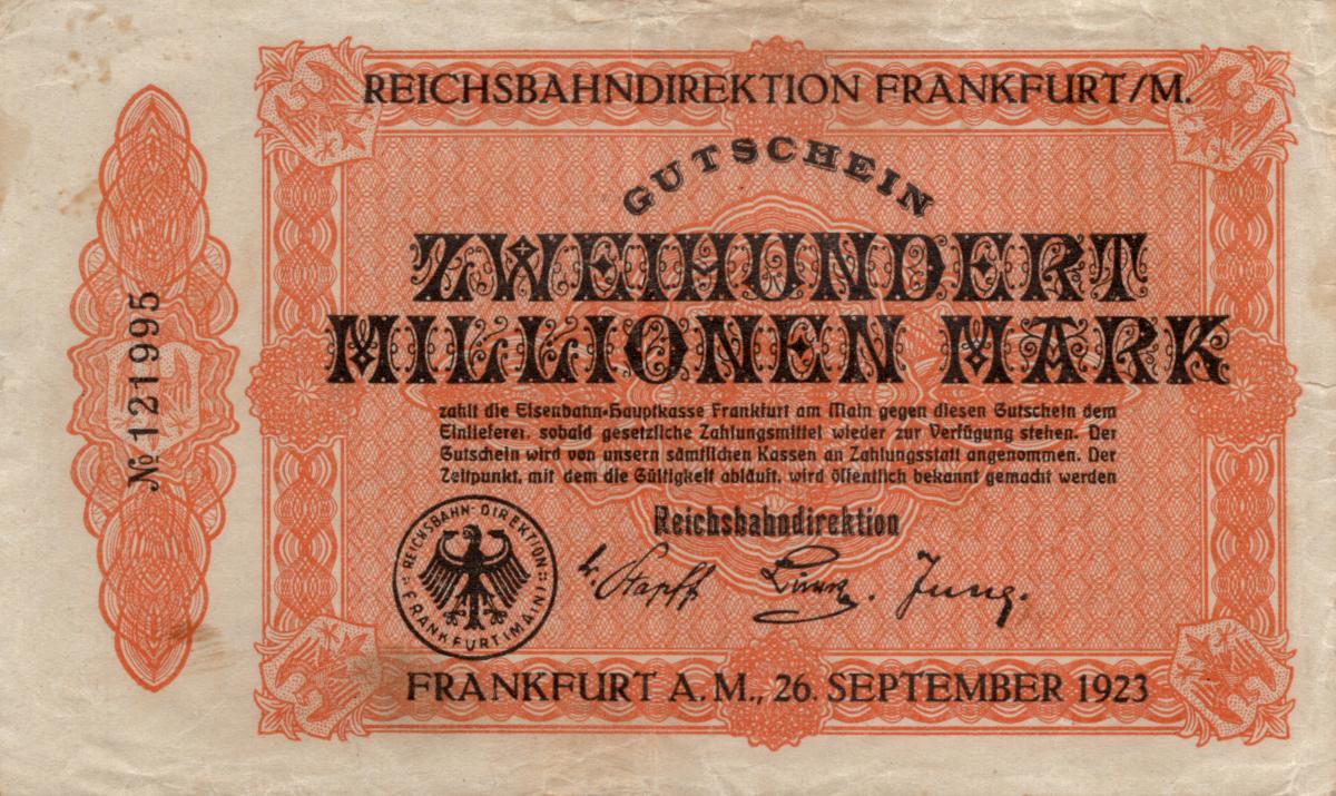 Front of Germany pS1221: 200000000 Mark from 1923