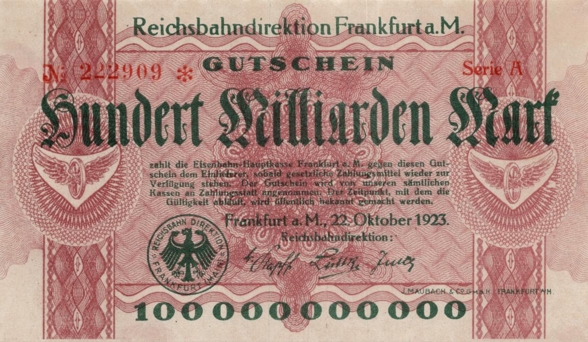 Front of Germany pS1224: 100000000000 Mark from 1923