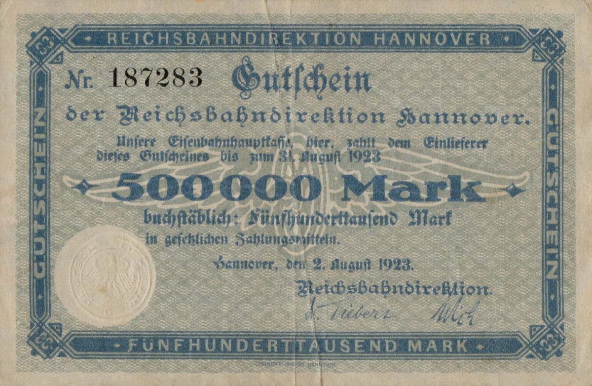 Front of Germany pS1254b: 500000 Mark from 1923