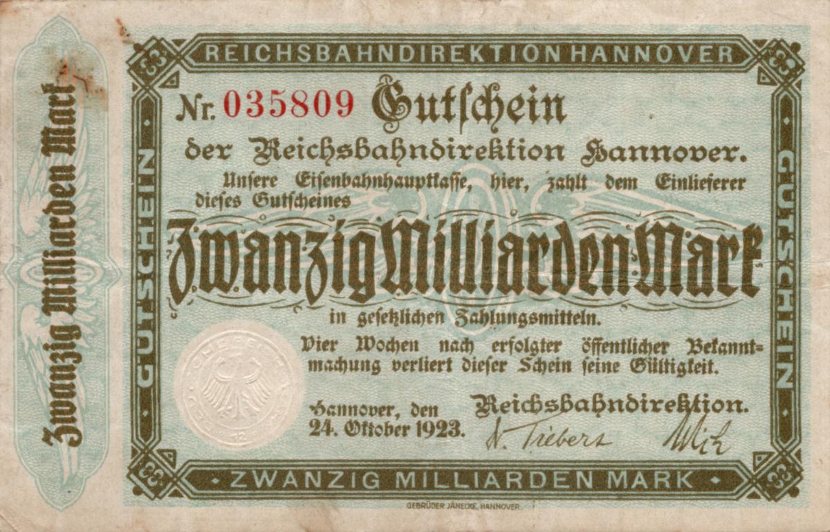 Front of Germany pS1256b: 20000000 Mark from 1923