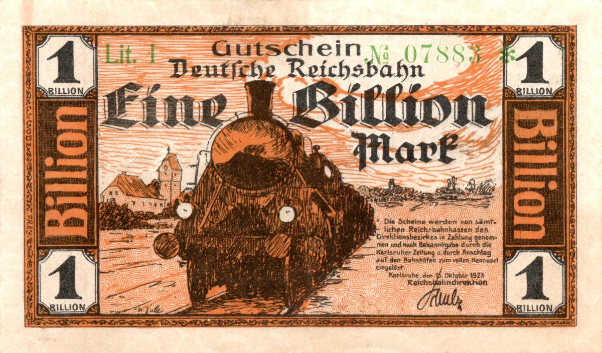 Front of Germany pS1277: 1000000000000 Mark from 1923