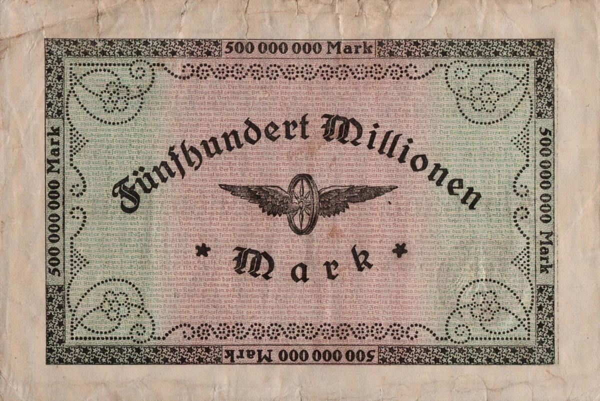 Back of Germany pS1289: 500000000 Mark from 1923