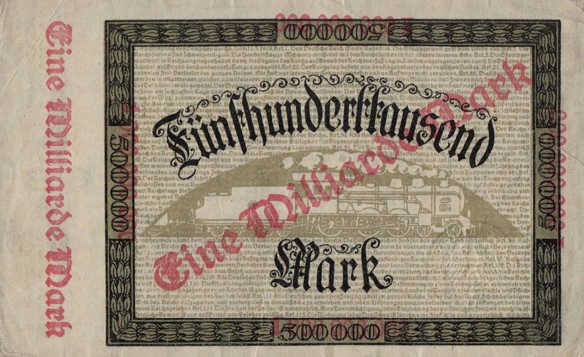 Back of Germany pS1290: 1000000000 Mark from 1923