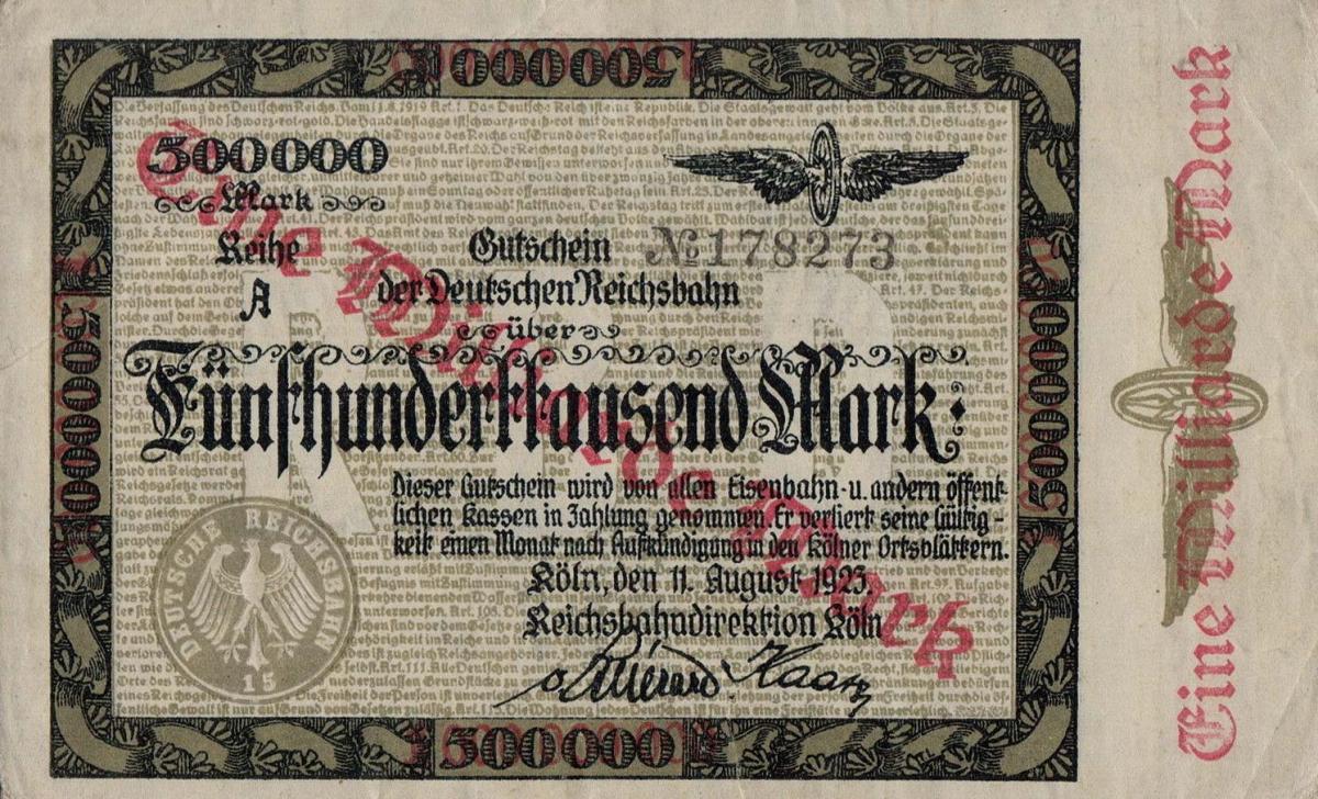 Front of Germany pS1290: 1000000000 Mark from 1923