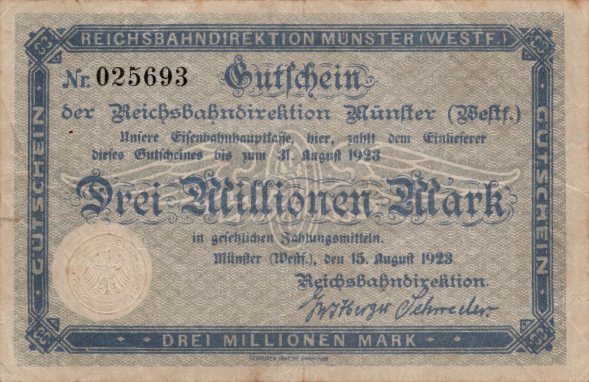 Front of Germany pS1322: 3000000 Mark from 1923