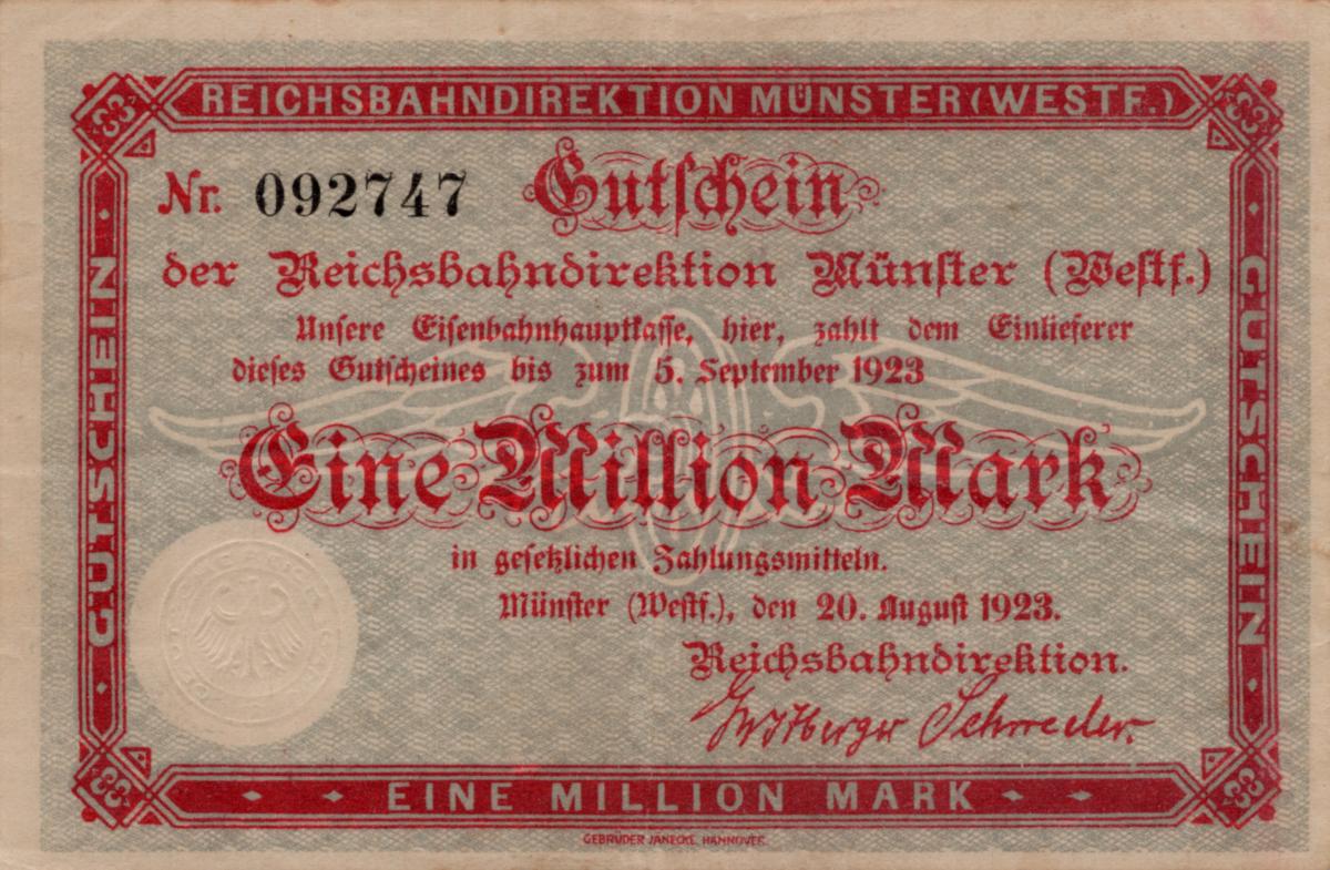 Front of Germany pS1323A: 1000000 Mark from 1923