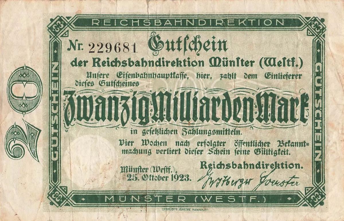 Front of Germany pS1327: 20000000000 Mark from 1923