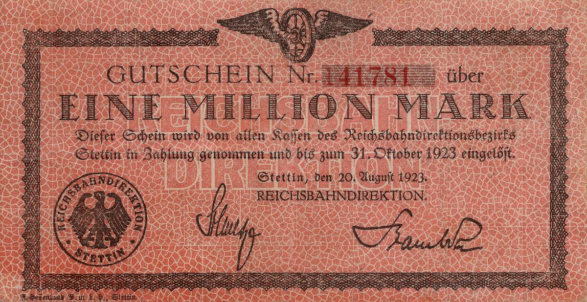 Front of Germany pS1360: 1000000 Mark from 1923