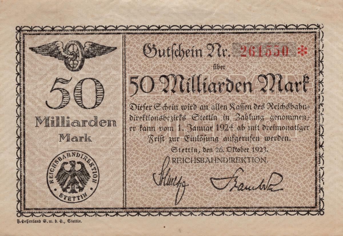 Front of Germany pS1366: 50000000000 Mark from 1923