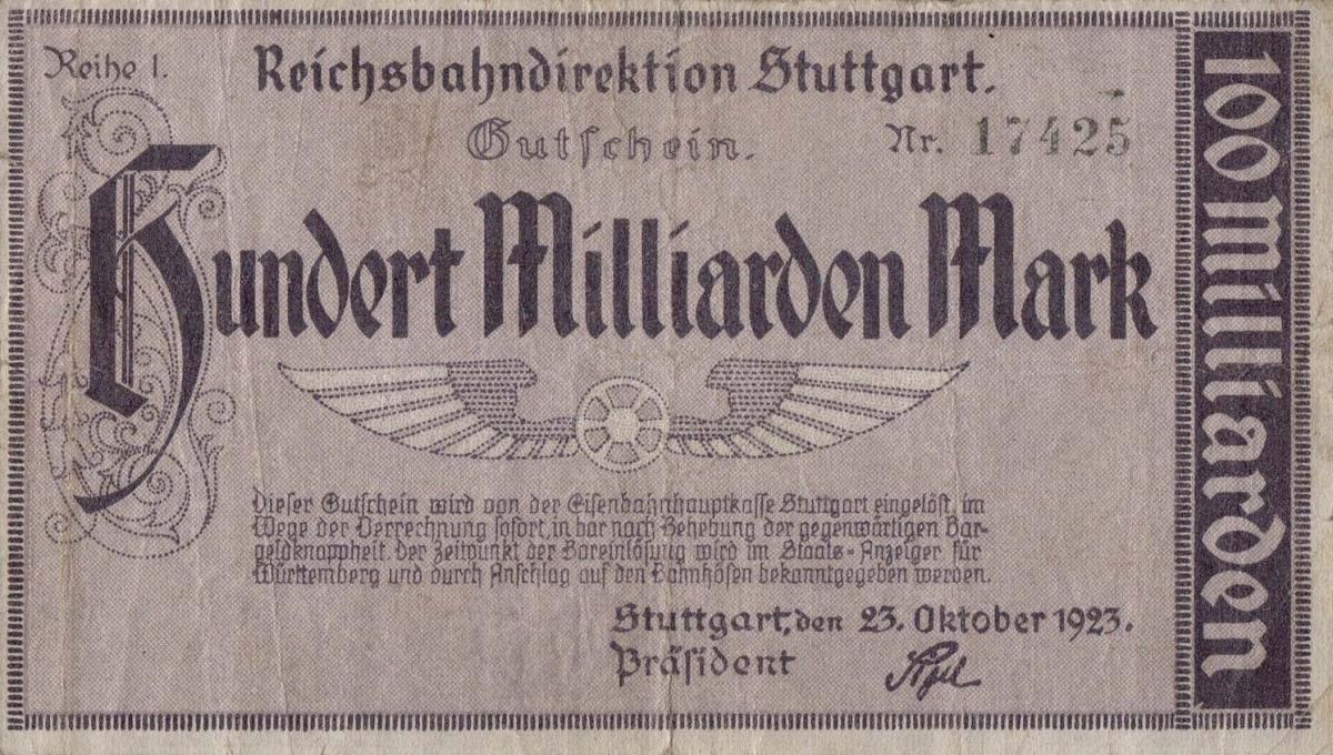 Front of Germany pS1377: 100000000000 Mark from 1923