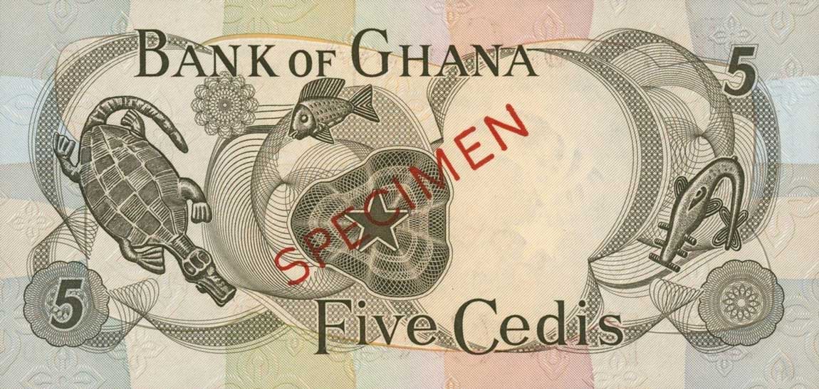 Back of Ghana p11s: 5 Cedis from 1967