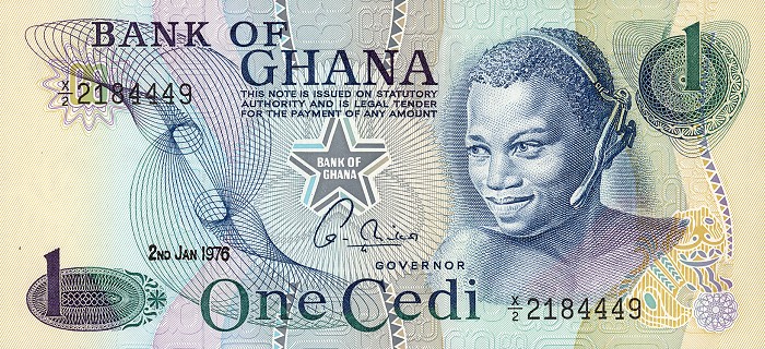 Front of Ghana p13c: 1 Cedi from 1976