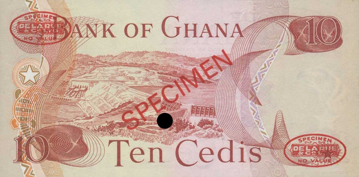 Back of Ghana p16s: 10 Cedis from 1973