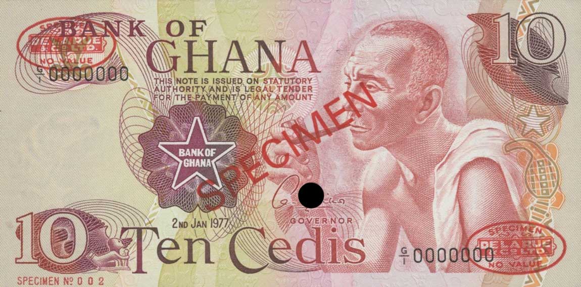Front of Ghana p16s: 10 Cedis from 1973