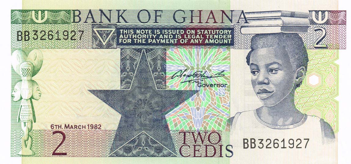 Front of Ghana p18d: 2 Cedis from 1982