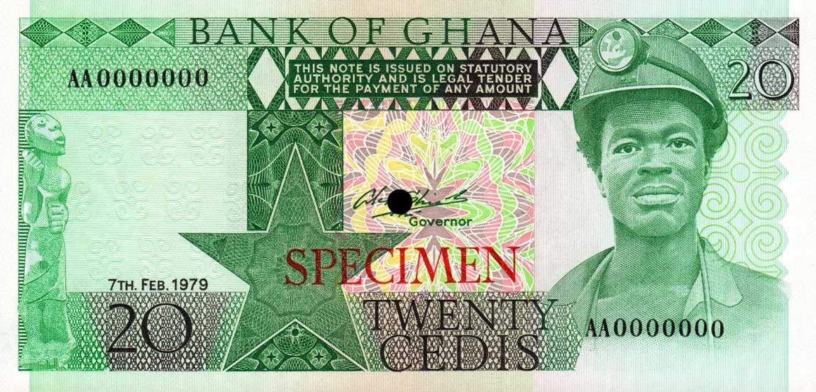 Front of Ghana p21s: 20 Cedis from 1979