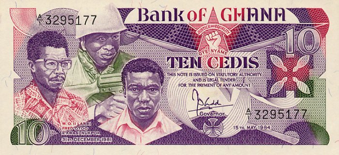 Front of Ghana p23a: 10 Cedis from 1984