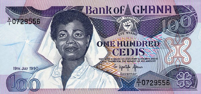 Front of Ghana p26b: 100 Cedis from 1990