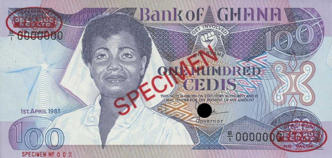 Front of Ghana p26s: 100 Cedis from 1983