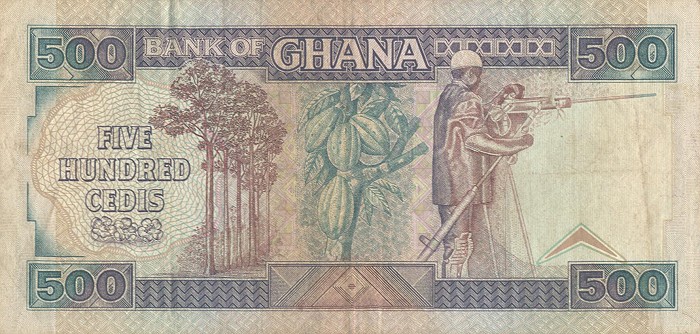 Back of Ghana p28a: 500 Cedis from 1986
