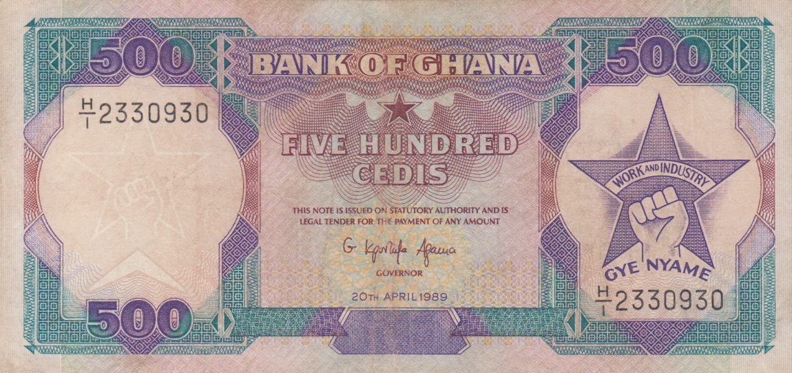 Front of Ghana p28b: 500 Cedis from 1989