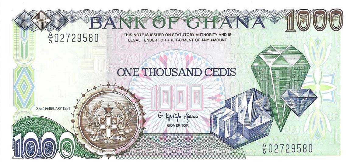 Front of Ghana p29a: 1000 Cedis from 1991