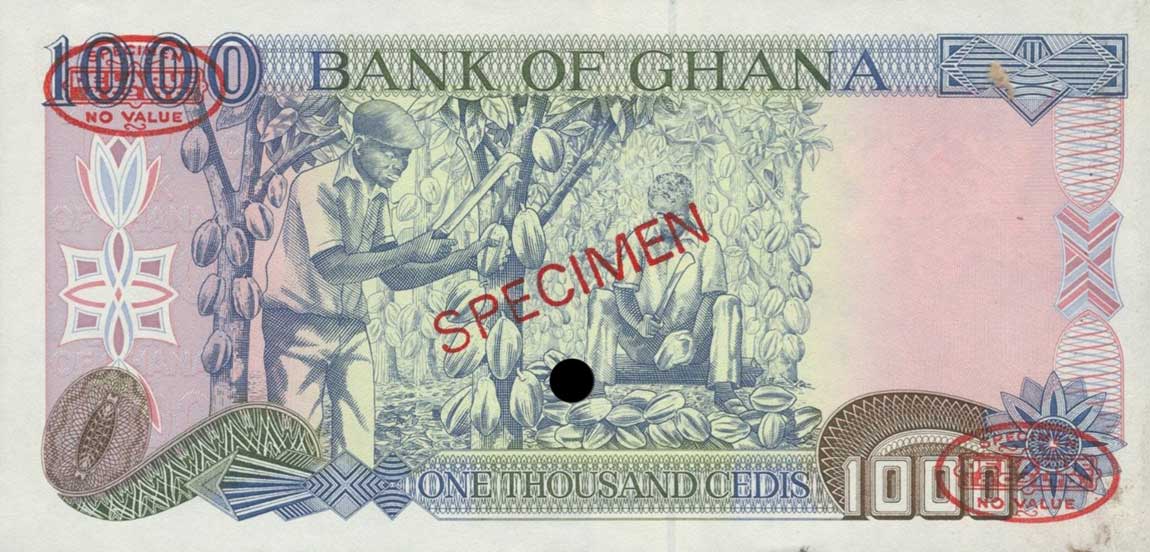 Back of Ghana p29s: 1000 Cedis from 1991