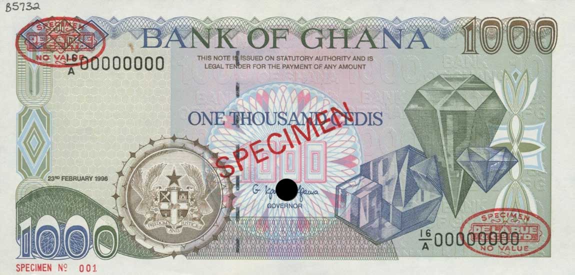 Front of Ghana p29s: 1000 Cedis from 1991