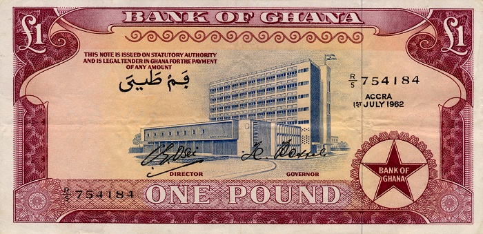 Front of Ghana p2d: 1 Pound from 1962