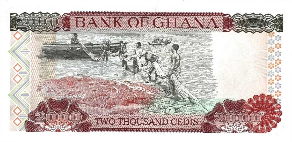 Back of Ghana p30c: 2000 Cedis from 1996