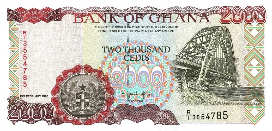 Front of Ghana p30c: 2000 Cedis from 1996