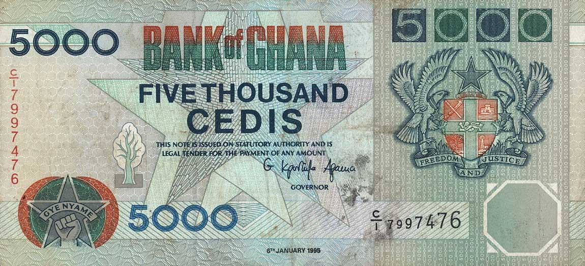 Front of Ghana p31b: 5000 Cedis from 1995