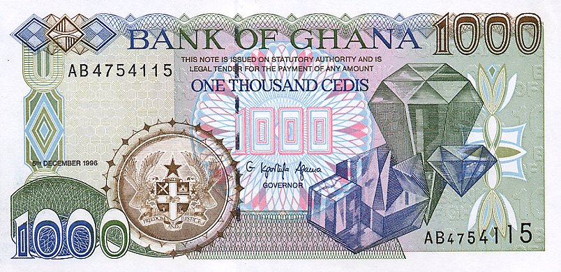 Front of Ghana p32a: 1000 Cedis from 1996