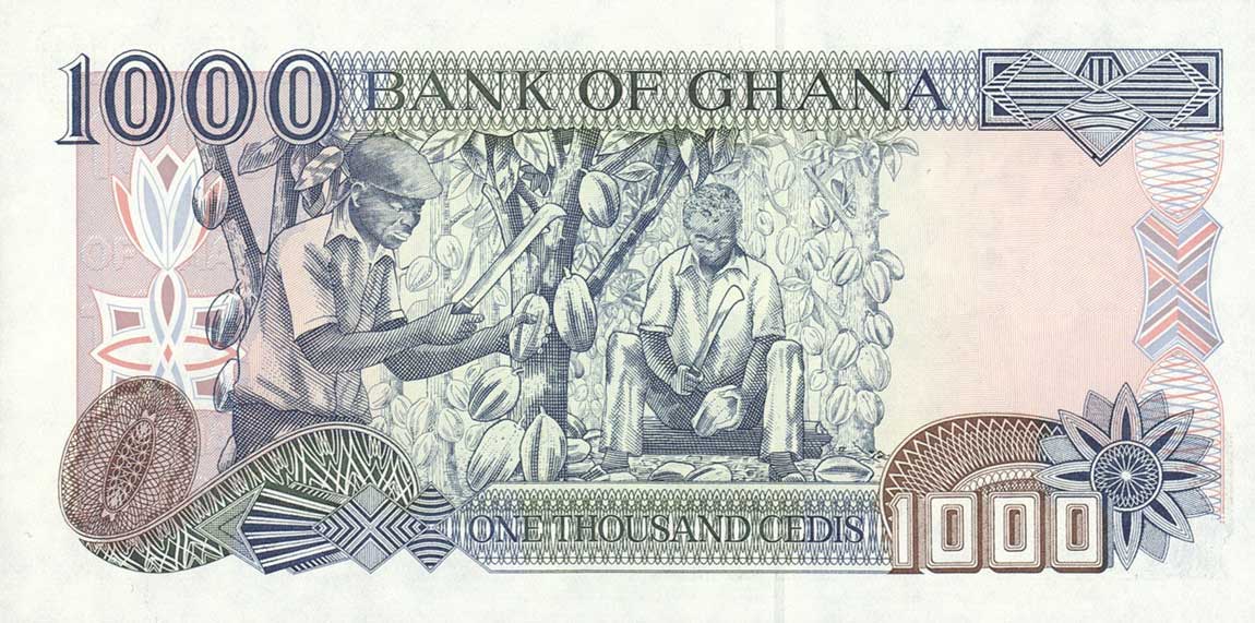 Back of Ghana p32f: 1000 Cedis from 2001