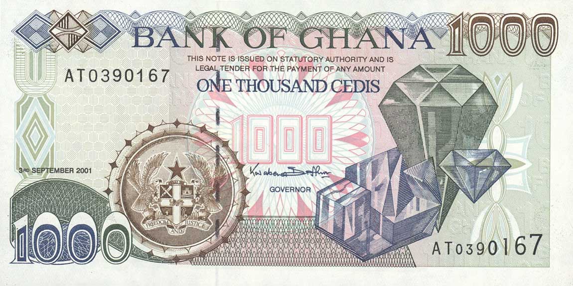 Front of Ghana p32f: 1000 Cedis from 2001