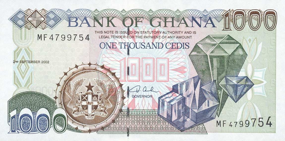 Front of Ghana p32h: 1000 Cedis from 2002