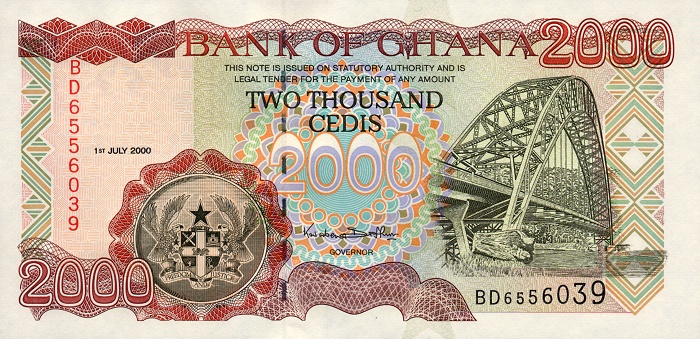 Front of Ghana p33a: 2000 Cedis from 1996
