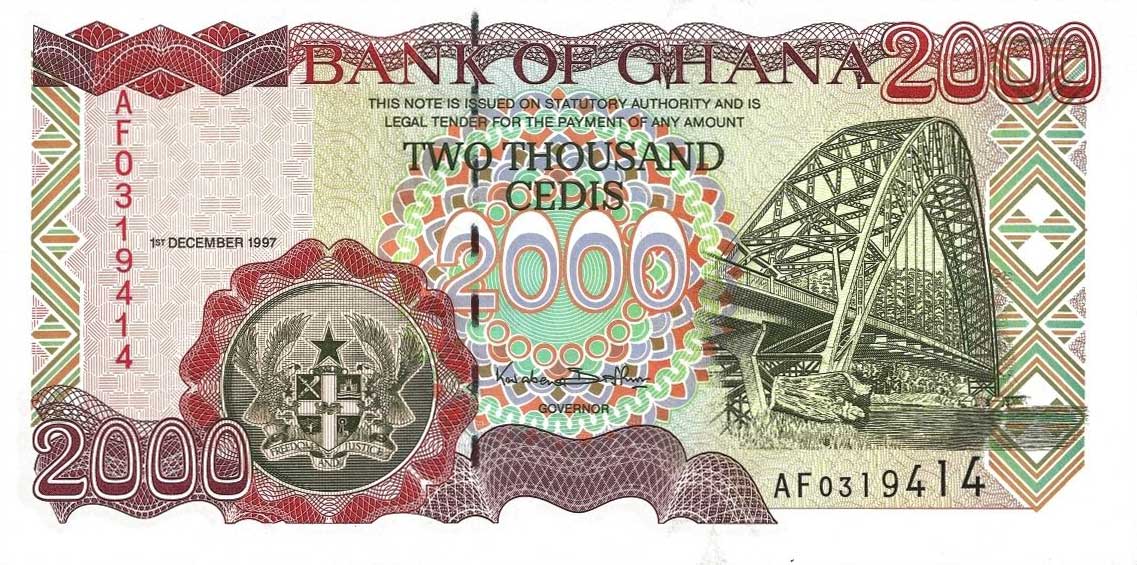 Front of Ghana p33b: 2000 Cedis from 1997