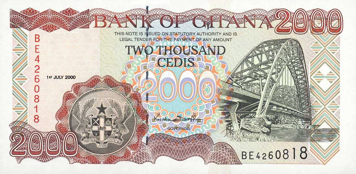 Front of Ghana p33e: 2000 Cedis from 2000