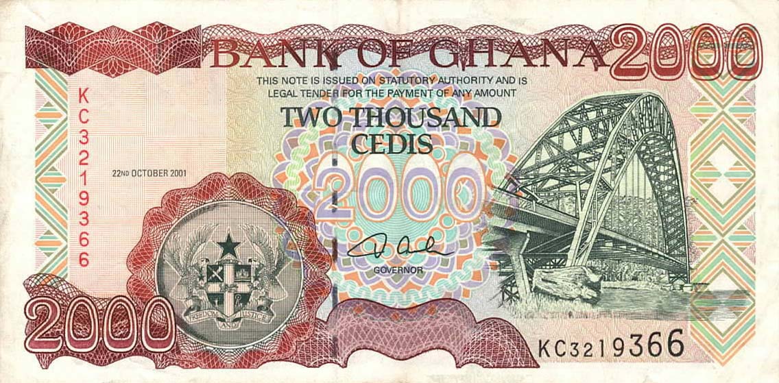 Front of Ghana p33f2: 2000 Cedis from 2001