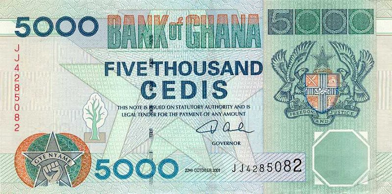 Front of Ghana p34a: 5000 Cedis from 1996