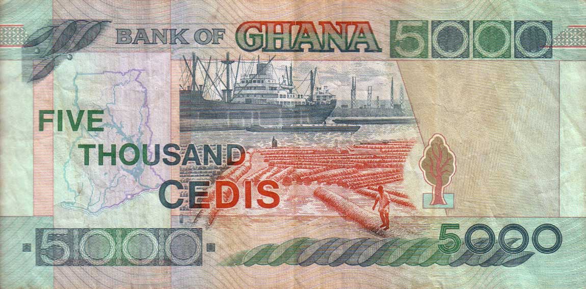 Back of Ghana p34c: 5000 Cedis from 1998